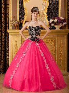 Breckenridge CO Appliqued Quinces Dresses in Hot Pink and Black
